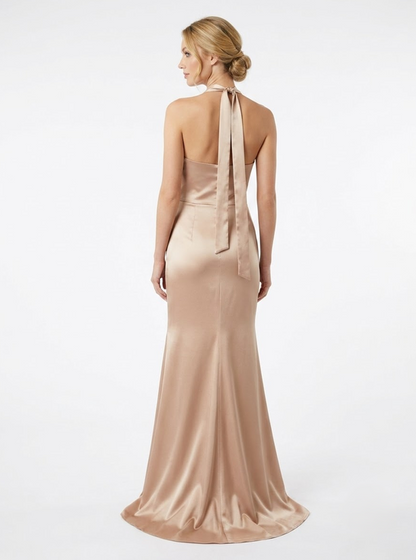 Satinabendkleid mit Wasserfallausschnitt   E383