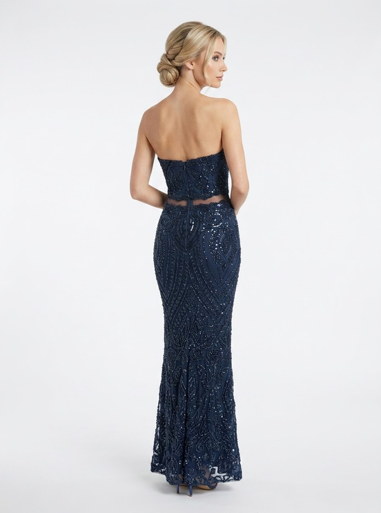 Trägerloses Spitzenabendkleid e380