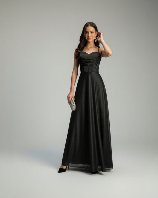 Glitzerndes Abendkleid mit Korsett-Detail E299