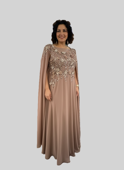 Elegantes Abendkleid mit Pailletten und Cape-Ärmeln E292