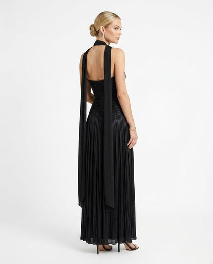 Elegantes trägerloses Plissee-Abendkleid in Rosé Beschreibung e397