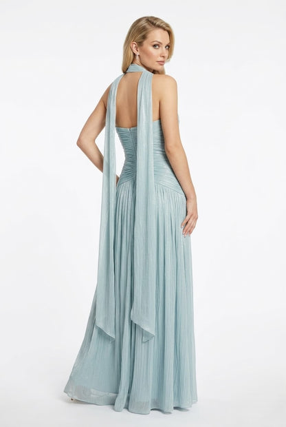 Elegantes trägerloses Plissee-Abendkleid in Rosé Beschreibung e397